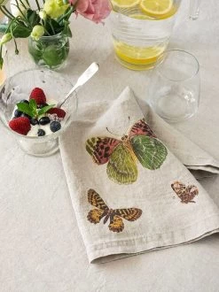 Oldenhof Flying Butterflies Servet 45 X 45 Cm Linnen 6 Stuks -Keukengerei Winkel linoroom napkins butterflies vertical lr 5